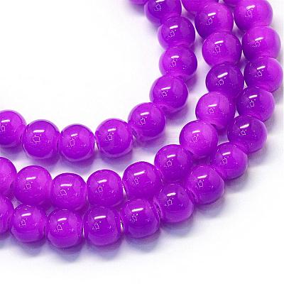 Baking Paint Imitation Jade Glass Round Bead Strands DGLA-Q021-6mm-27-1