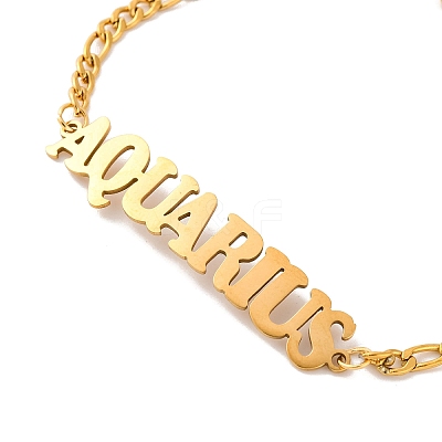 Constellation 202 Stainless Steel Figaro Chain Link Bracelets for Women Men AJEW-U006-01H-1
