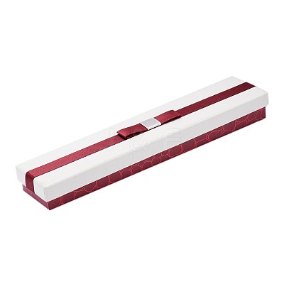 Rectangle Cardboard Necklace/Watch Boxes with Bowknot CBOX-N006-01-1