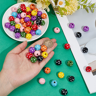120Pcs 8 Colors Dyed Natural Wooden Beads WOOD-PA0001-46-1