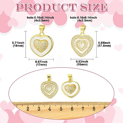 2Pcs 2 Styles Brass Pave Natural Shell Pendants KK-CJ0003-40B-1