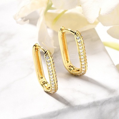 Oval Brass Micro Pave Clear Cubic Zirconia Stud Earrings EJEW-C126-11G-1