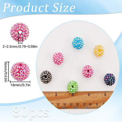 80Pcs Resin Rhinestone Beads RESI-SC0003-28-1