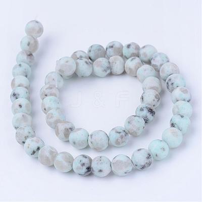 Natural Sesame Jasper/Kiwi Jasper Beads Strands G-Q462-10mm-17-1