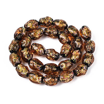 Handmade Foil Lampwork Beads Strands FOIL-T008-07E-1