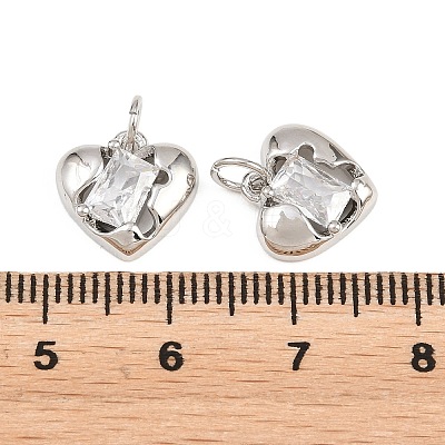 Valentine's Day Brass Micro Pave Clear Cubic Zirconia Charms KK-H292-52C-P-1