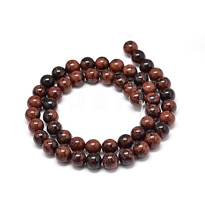 Natural Mahogany Obsidian Round Bead Strands G-P075-26-6mm-1