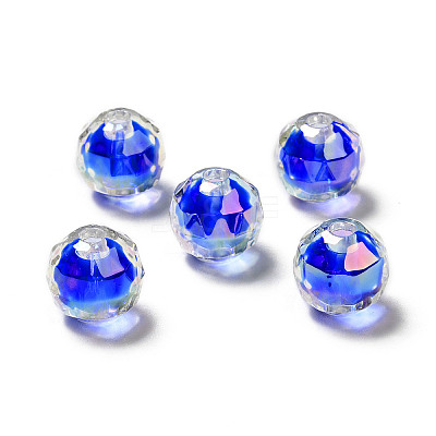 UV Plating Rainbow Iridescent Transparent Acrylic Beads OACR-A014-B02-1