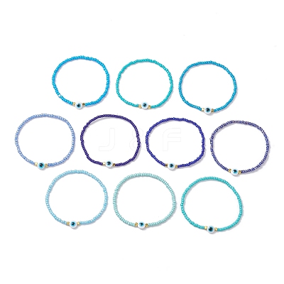 10Pcs Glass Seed Beads Stretch Bracelets for Women BJEW-MZ00242-1