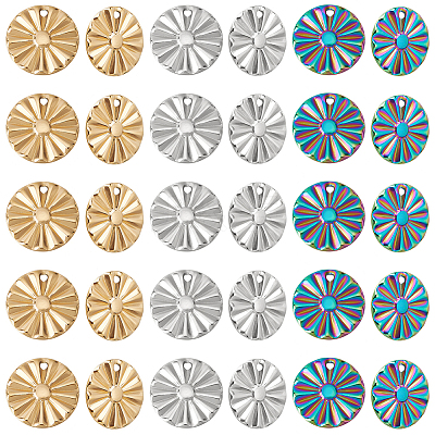 30Pcs 3 Colors 304 Stainless Steel Pendant STAS-DC0012-41-1