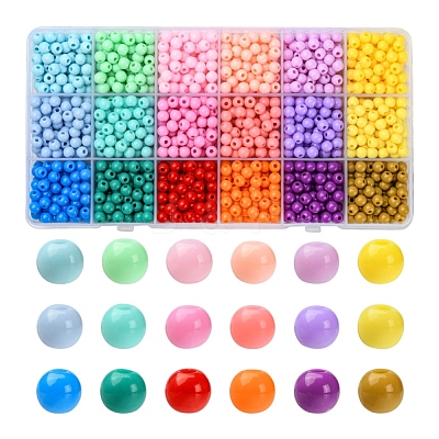 18 Colors Opaque Acrylic Beads DIY-YW0005-37-1
