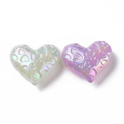 UV Plating Rainbow Iridescent Luminous Acrylic Beads OACR-E010-13-1