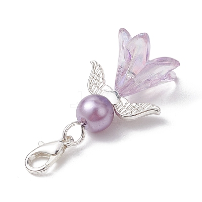 Angel Acrylic & Glass Pearl Pendant Decoration HJEW-JM02364-01-1