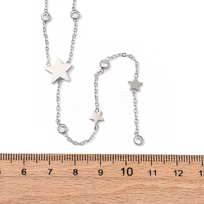 304 Stainless Steel Crystal Rhinestone Star Lariat Necklaces NJEW-R026-15P-1