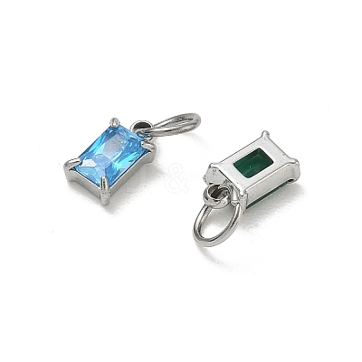 304 Stainless Steel Pave Cubic Zirconia Charms CU-CBABCF3-01P-1