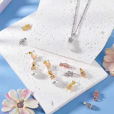 16Pcs 4 Colors Brass Micro Pave Cubic Zirconia Pendant Bails FIND-PH0021-30-1