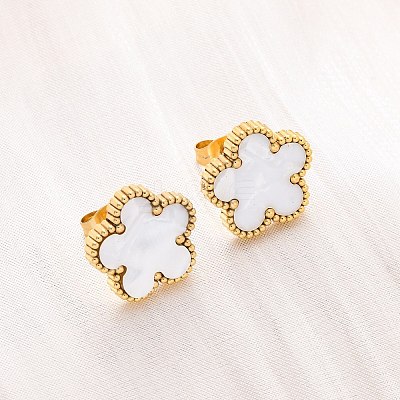 Elegant Vintage Floral 201 Stainless Steel Stud Earrings for Women FR2099-3-1