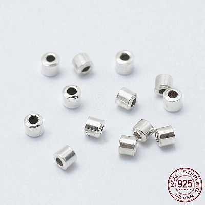 Rhodium Plated 925 Sterling Silver Crimp Beads STER-L063-04P-1