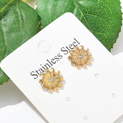 304 Stainless Steel Rhinestone Stud Earrings for Women STAS-Z117-13G-1