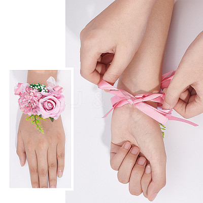 2PCS Silk Wrist Corsage AJEW-CP0001-51E-1