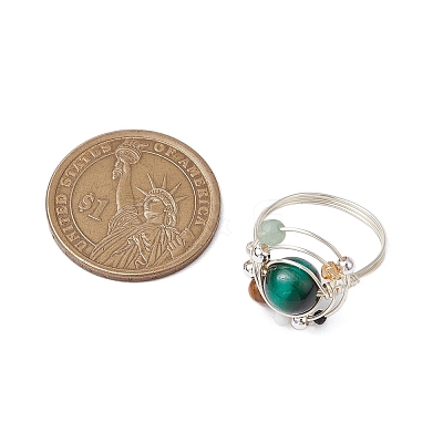 Planet Natural Green Aventurine Finger Rings RJEW-TA00165-02-1