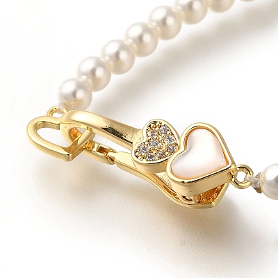 Brass Micro Pave Clear Cubic Zirconia Fold Over Clasps KK-H480-50G-01-1