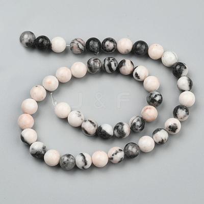 Natural Pink Zebra Jasper Beads Strands X-G-P231-01-4mm-1