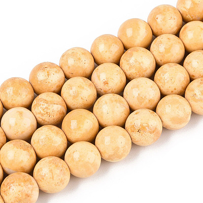 Dyed Synthetic Fossil Beads Strands G-T139-8mm-66B-1