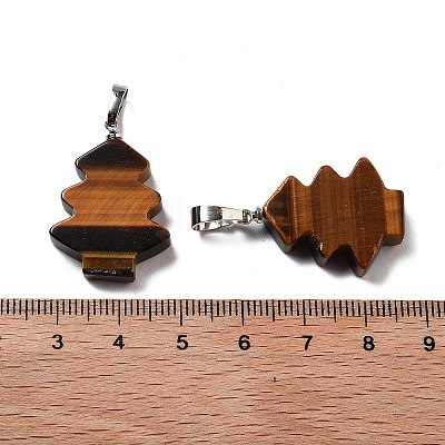 Natural Tiger Eye Pendants G-A203-01G-P-1