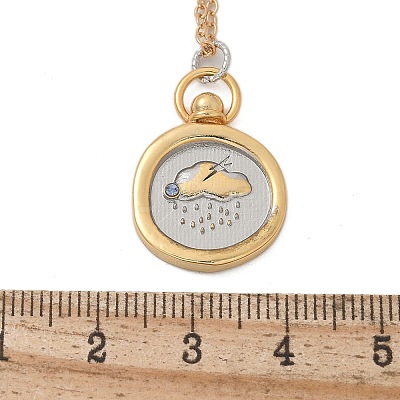 Brass Twelve Constellations Tarot Pendant Necklaces NJEW-Q006-01A-G-1