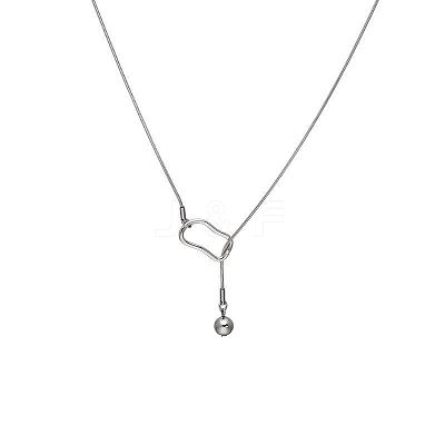 304 Stainless Steel Round Ball Slider Lariat Necklaces for Women WGD4E8A-02-1