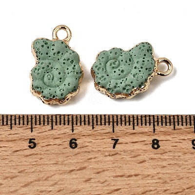 Dyed Synthetic Lava Rock Pendants G-P614-05G-11-1
