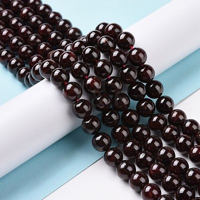 Natural Garnet Round Beads Strands G-A025-02-1