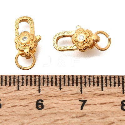 Brass Micro Pave Clear Cubic Zirconia Lobster Claw Clasps KK-G600-25G-02-1