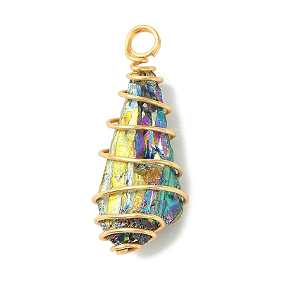 5Pcs Electroplated Natural Quartz Pendants PALLOY-JF03149-1