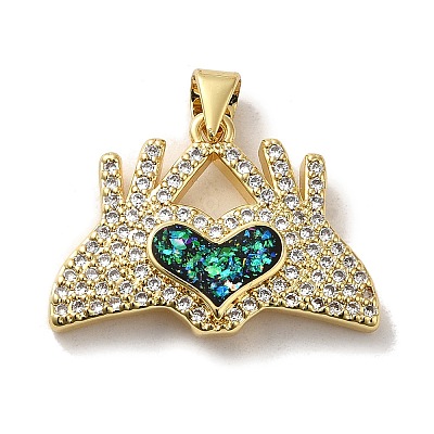 Rack Plating Brass Micro Pave Cubic Zirconia Pendants KK-D088-01G-1