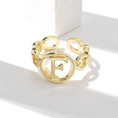 Brass Open Cuff Rings for Women RJEW-K289-01G-F-1