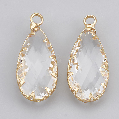 Brass Glass Pendants X-KK-T035-49-1