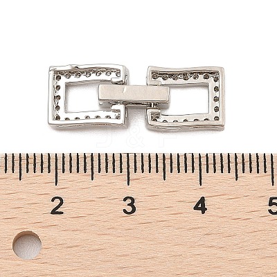 Brass Micro Pave Clear Cubic Zirconia Fold Over Clasps KK-C075-07P-1
