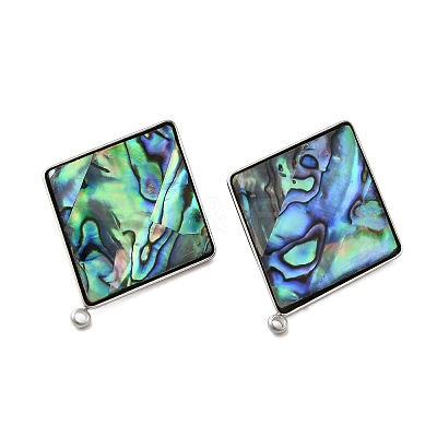 304 Stainless Steel Pave Natural Paua Shell Stud Earring Findings STAS-Z125-05P-1