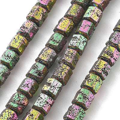 Electroplated Natural Lava Rock Beads Strands G-A251-A01-01K-1