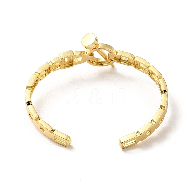 Clear Cubic Zirconia Ring & Nail & Padlock Open Cuff Bangle BJEW-C027-02G-1