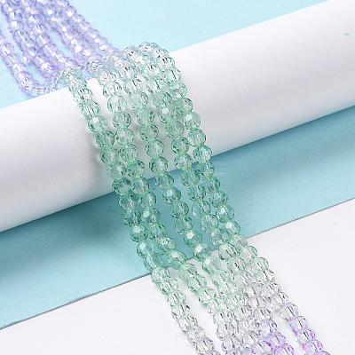 10 Strands Transparent Gradient Color Glass Beads Strands GLAA-CJ0002-09A-1