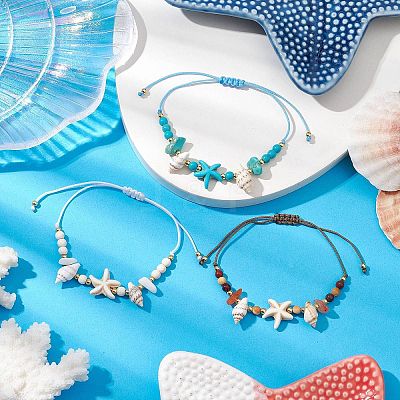 3Pcs 3 Styles Adjustable Braided Beads Bracelets Sets for Women BJEW-JB11164-1