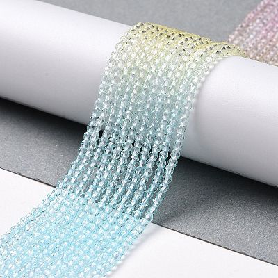 Transparent Gradient Color Glass Beads Strands GLAA-G101-2mm-16-1