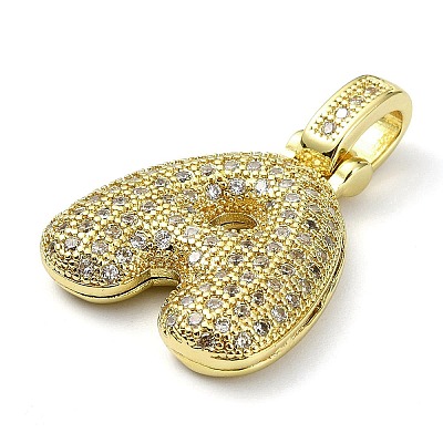 Brass Micro Pave Clear Cubic Zirconia Pendants KK-M279-01G-A-1