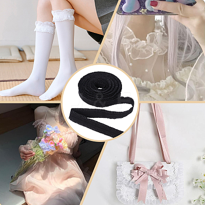 Polyester Ruffled Elastic Cord EW-WH0015-02A-1