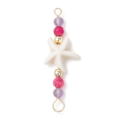 4Pcs 4 Colors Summer Beach Dyed Synthetic Turquoise Connector Charms PALLOY-JF03746-01-1