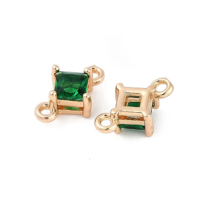 Brass Pave Glass Rhombus Links Connector Charms GLAA-Q088-001F-1