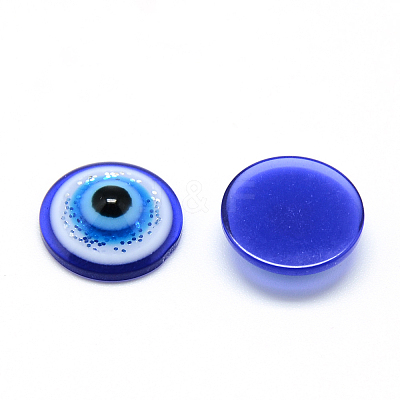 Glitter Powder Resin Evil Eye Cabochons CRES-S613-14mm-02-1